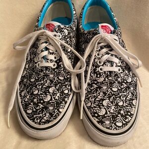 Vans Unisex Skeleton Print Black and White Sneakers